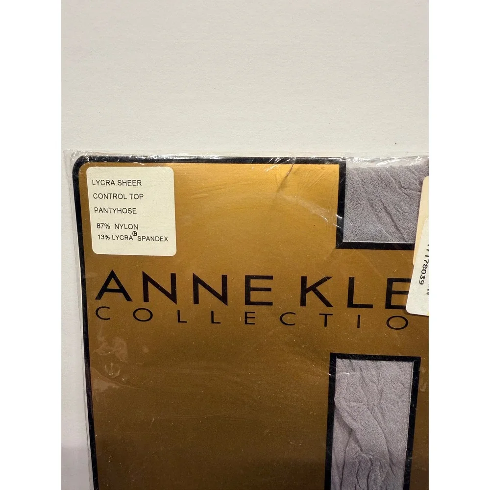 Anne Klein Collections Grey Lycra Sheer Control Top Pantyhose Sz C Vintage USA